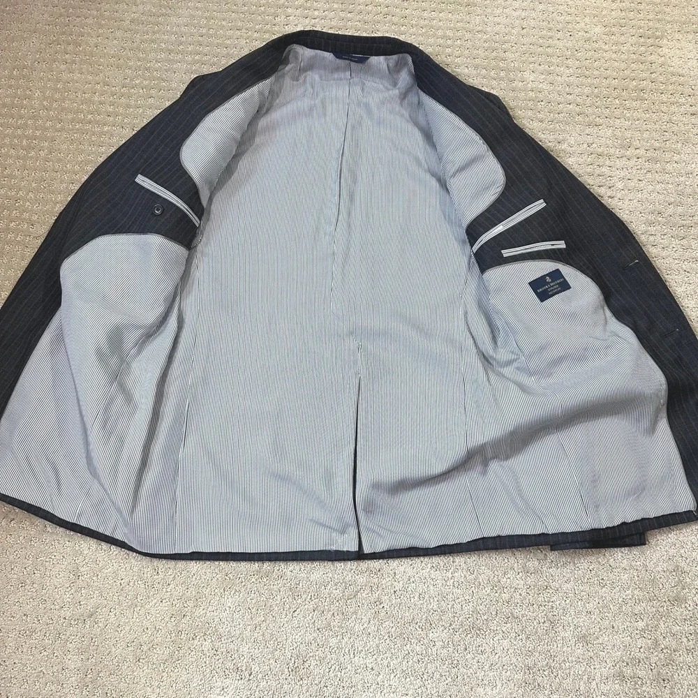 Brooks Brothers Blazer 42 Long Regent Explorer Coat Stripe Gray Wool 2-Button